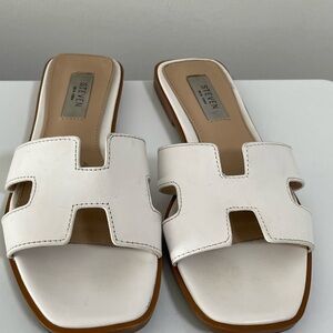 Steven White Slide Sandals